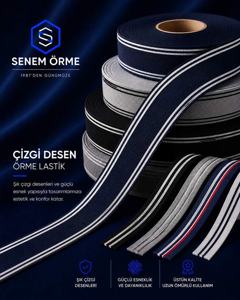 Çizgi Desen Örme Lastik